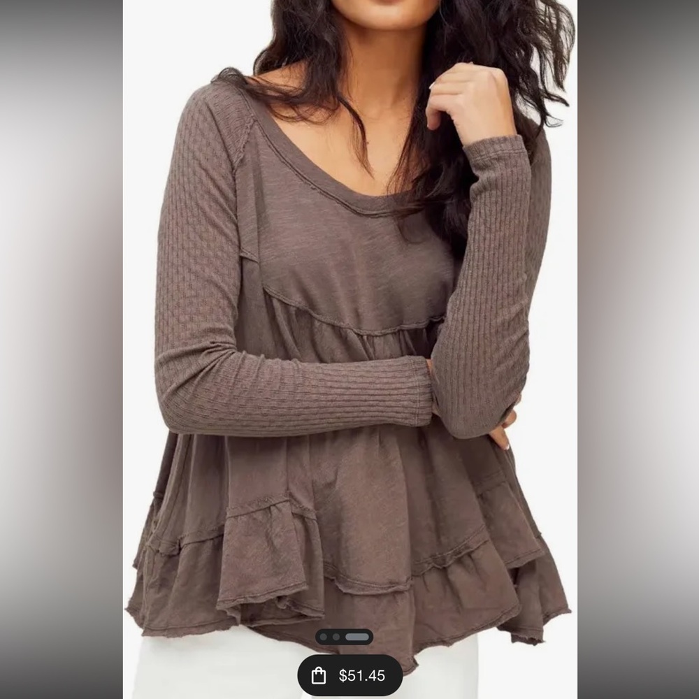 Free People Cotton Sundae Top In Raven Feather
